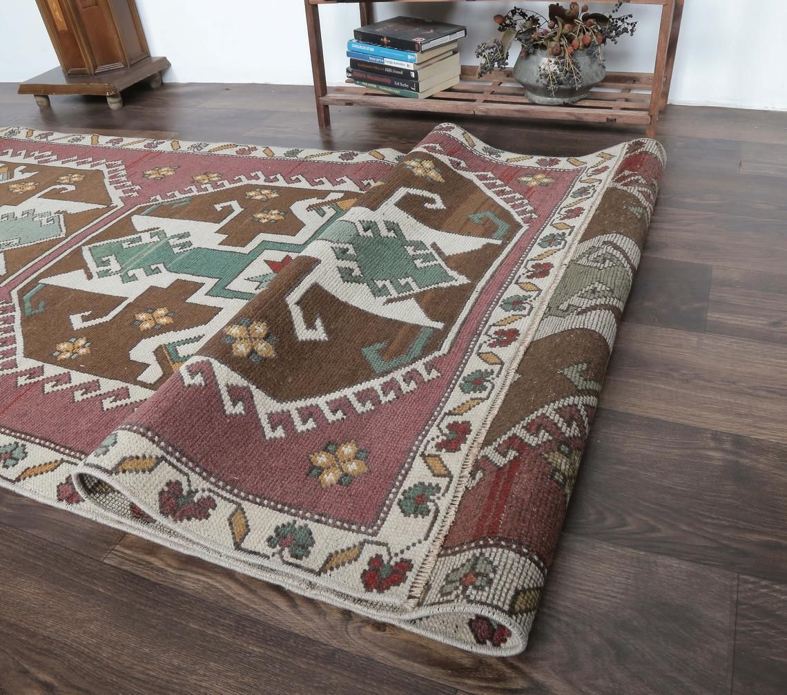 3x9 Eclectic Vintage Turkish Oushak Runner, Hand Knotted Wool, Red Kitchen Hallway Rug, One Of A Kind, Anatolian, Boho Decor, Shabby Chic photo vinterior