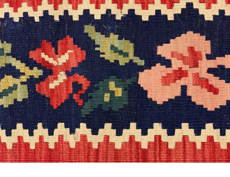 Antique Rugs Caucasian Karabagh Kilim Rug Red Handmade Carpet Paisley Pattern 138x264cm photo vintage