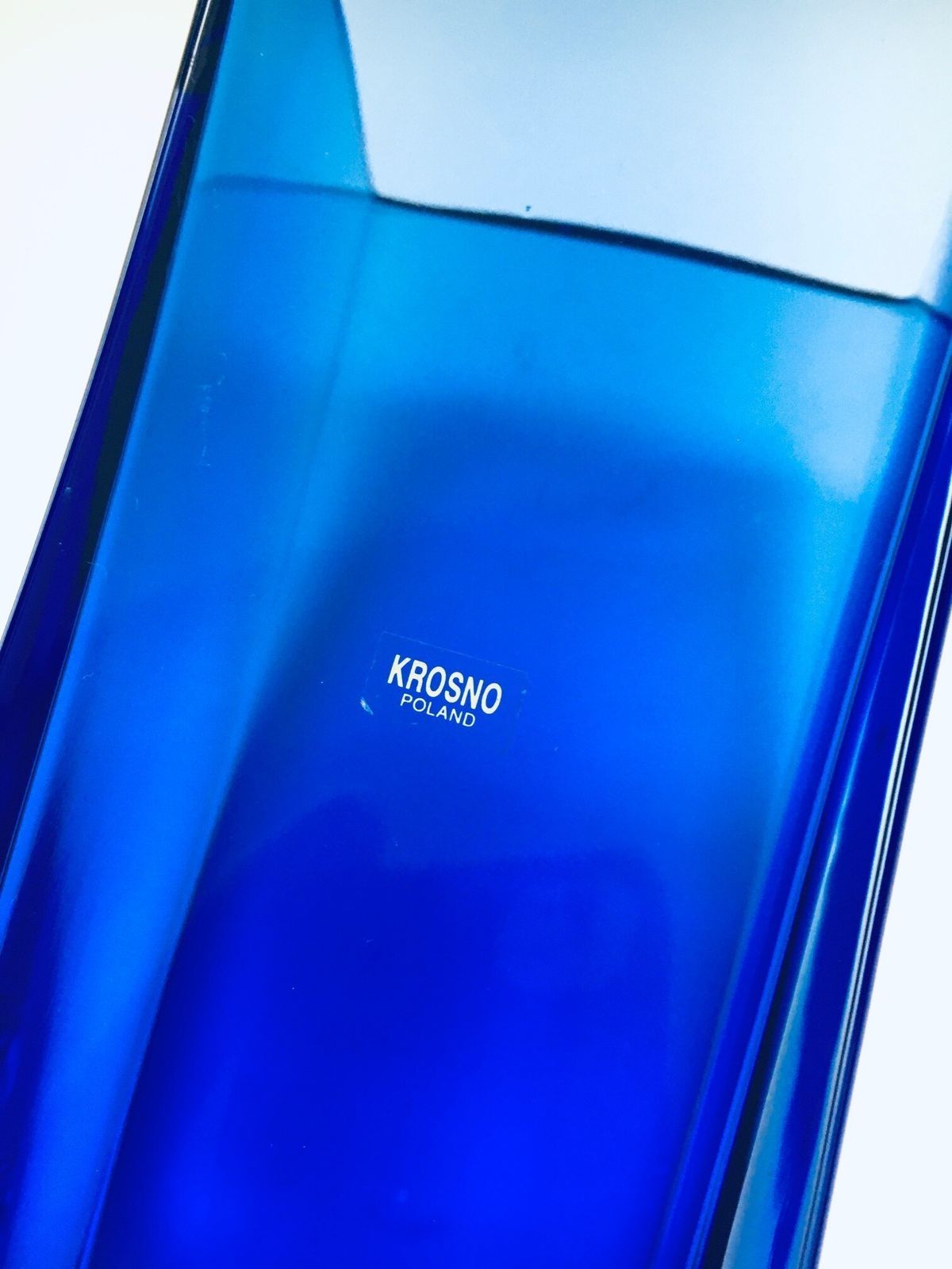 photo furniture Postmodern Design Blue Art Glass Vase By Krosno, Poland 1980s