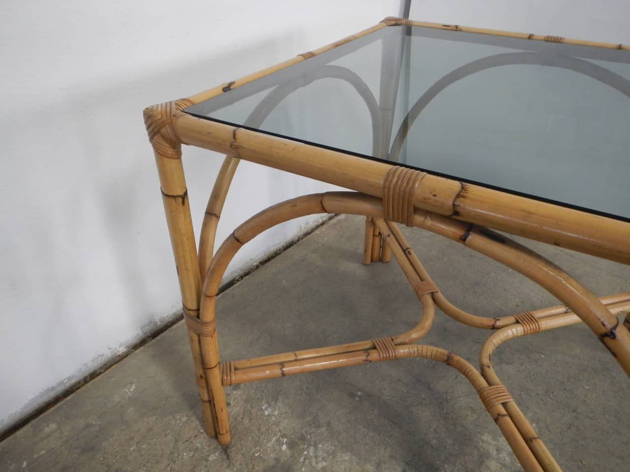 Rattan Table, Italy, 1970s photo Garden Furniture
