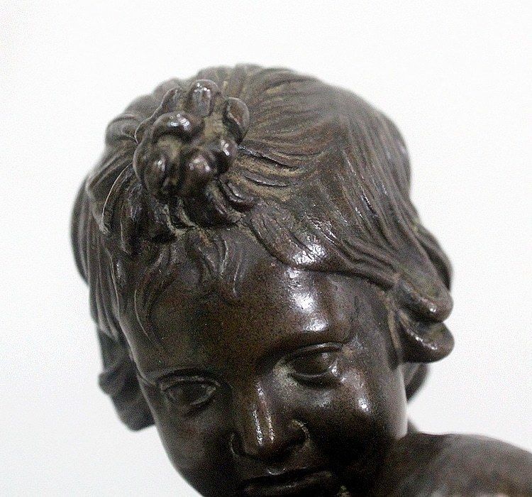 Bronze Of A Cherub Holding A Goose, By A. Collas   19th Century photo vinterior