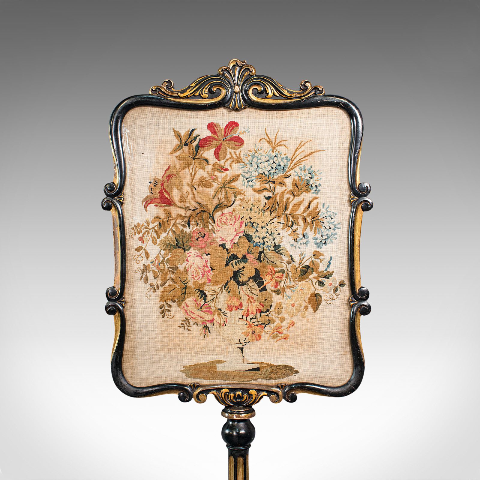 photo furniture Antique Fireside Screen, English, Panel, Needlepoint, Tapestry, Regency, C1830
