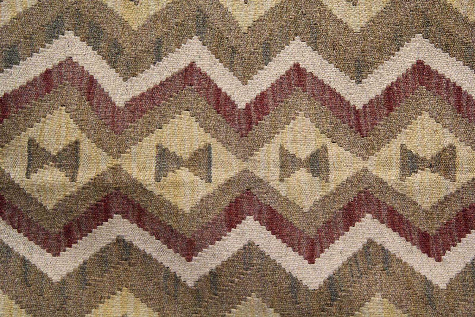 Handmade Afghan Beige Cream Green Wool Kilim Area Rug, Geometric Flatwoven Carpet 102x154cm photo for sale