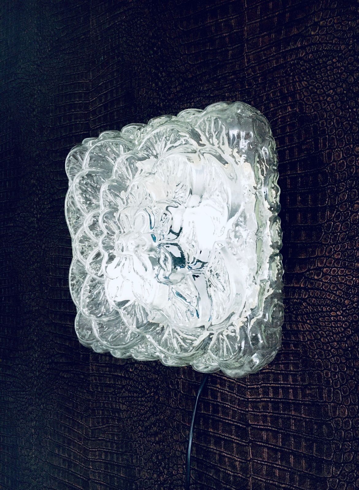 Mid Century Modern Bloem  En Bladmotief Glazen Wandlamp Van Rzb Leuchten, Jaren 1960