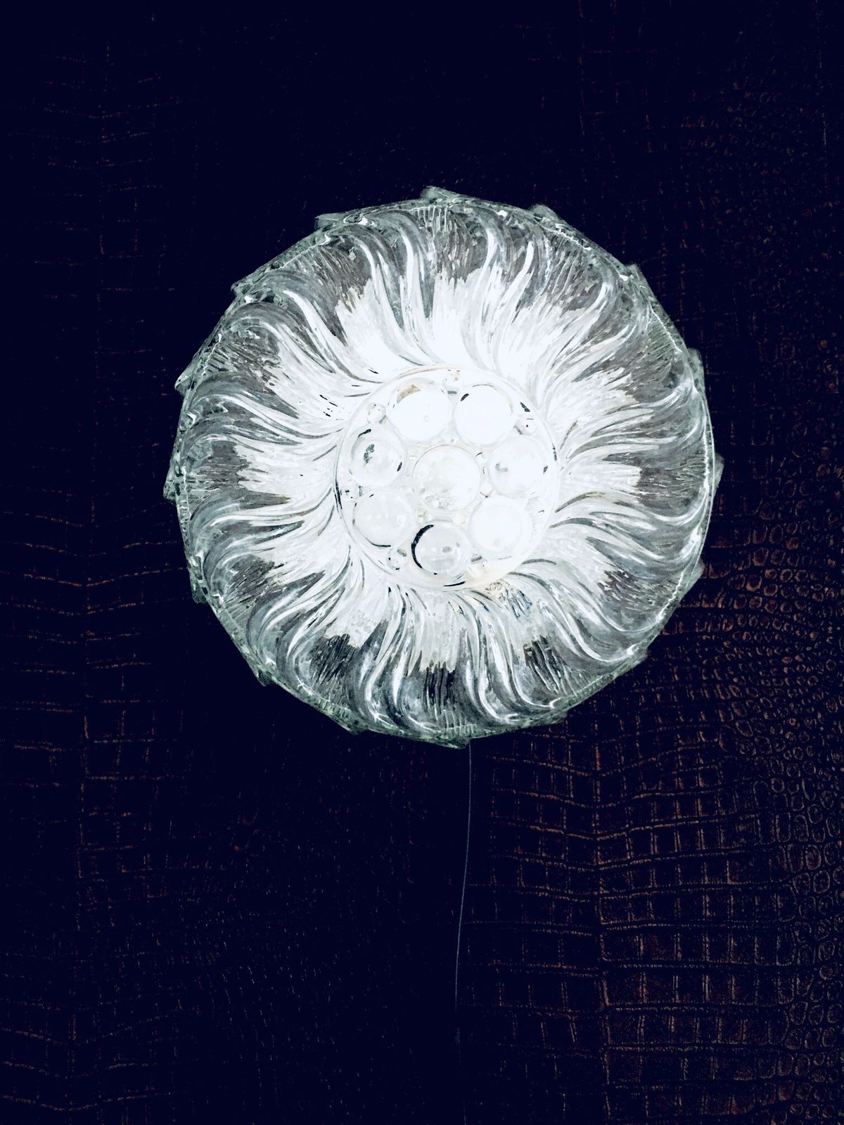 Mcm Design Heavy Glass Swirl Pattern Wall Lamp Sconce 1960s photo furniture
