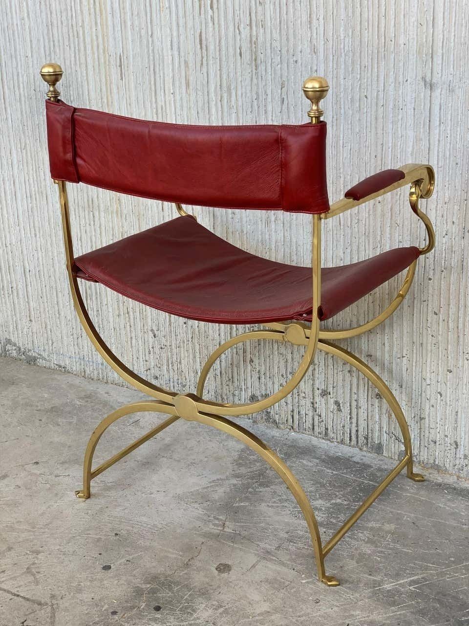 Mobilier Fauteuils Savonarola de metteur en scène italiens, chromés et en cuir, Hollywood Regency, années 1960 photo
