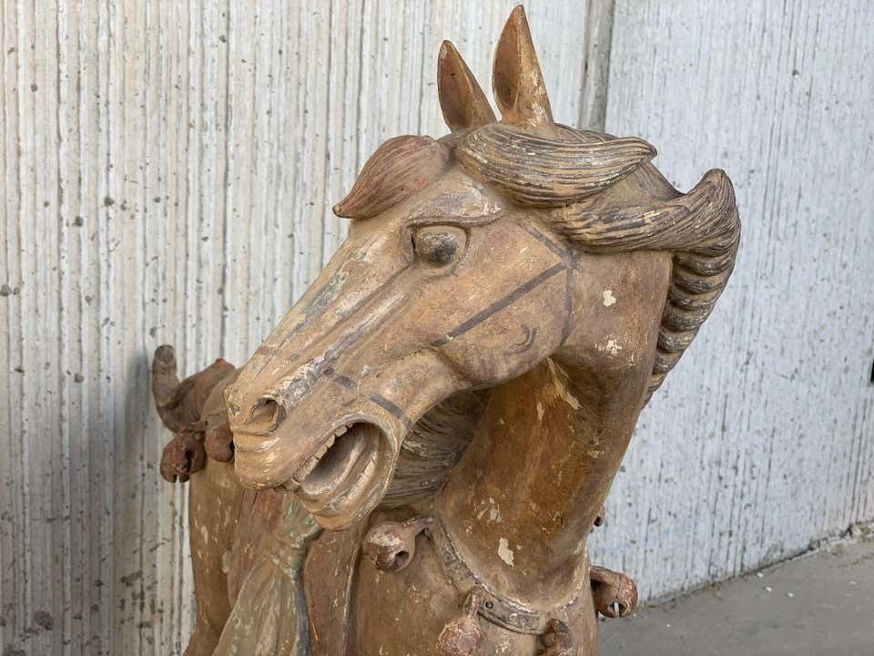 photo vintage Pair Of Han Dynasty Terracotta Horses, China, '206 Bc 220 Ad'