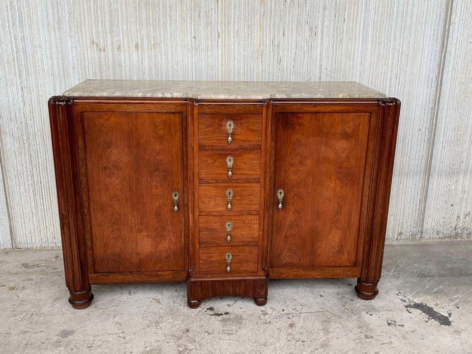 Grand buffet Art déco français en acajou et ébène de Macassar, XXe siècle photo for sale