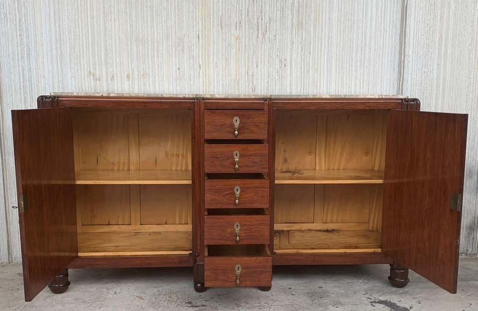 Grand buffet Art déco français en acajou et ébène de Macassar, XXe siècle photo vintage