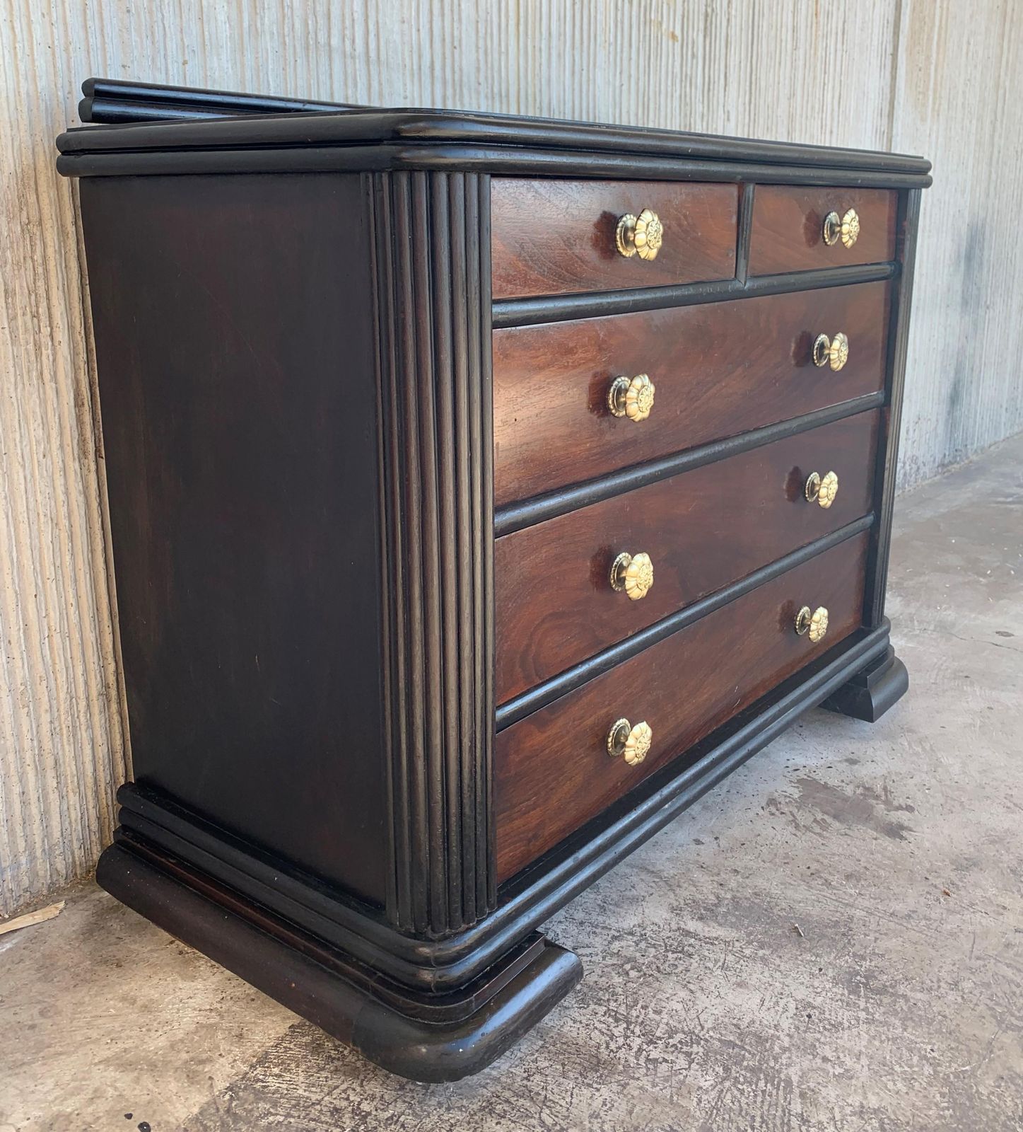 French Art Deco Chest Of Drawers With Ebonized Base And Columns photo Furniture