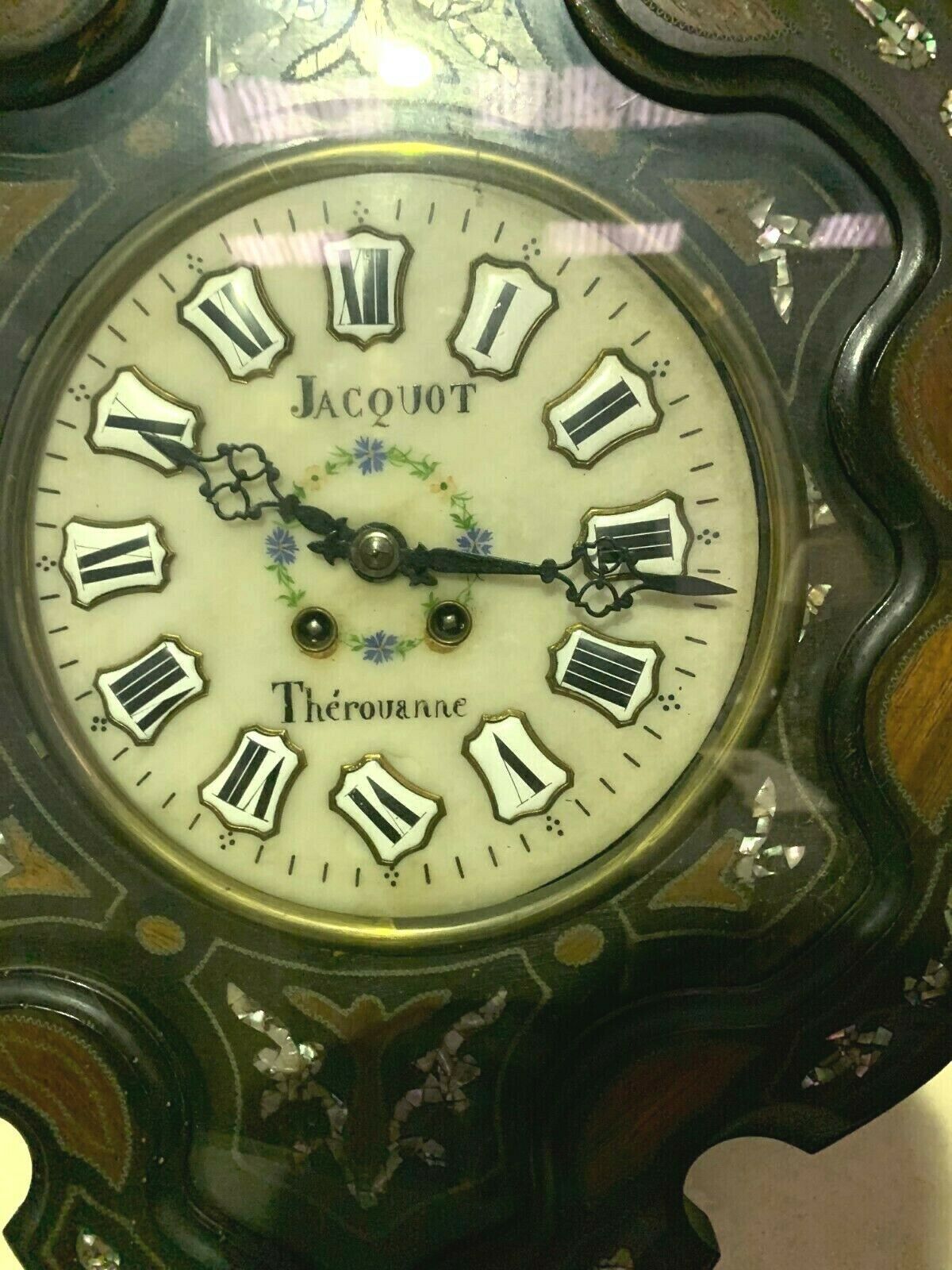 Napoleon III Wall Clock Bull's Eye 19th Century Mother Of Pearl Pendulum photo furniture