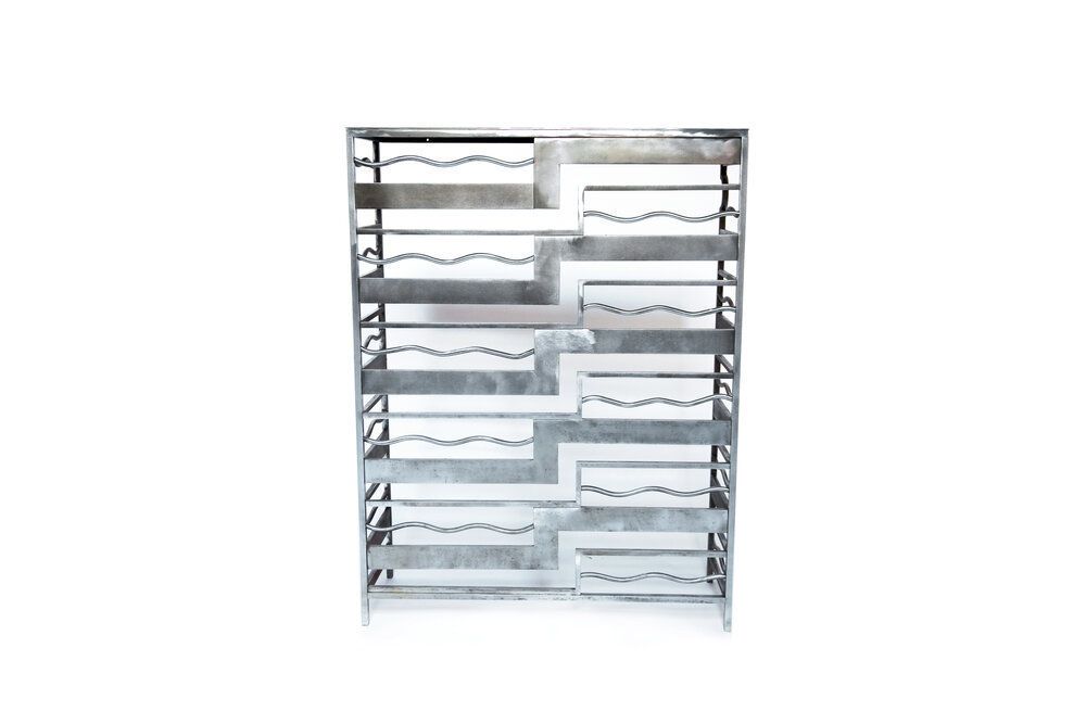 Unique Pair Of Metal Geometric Consoles, France 1930’s photo Furniture