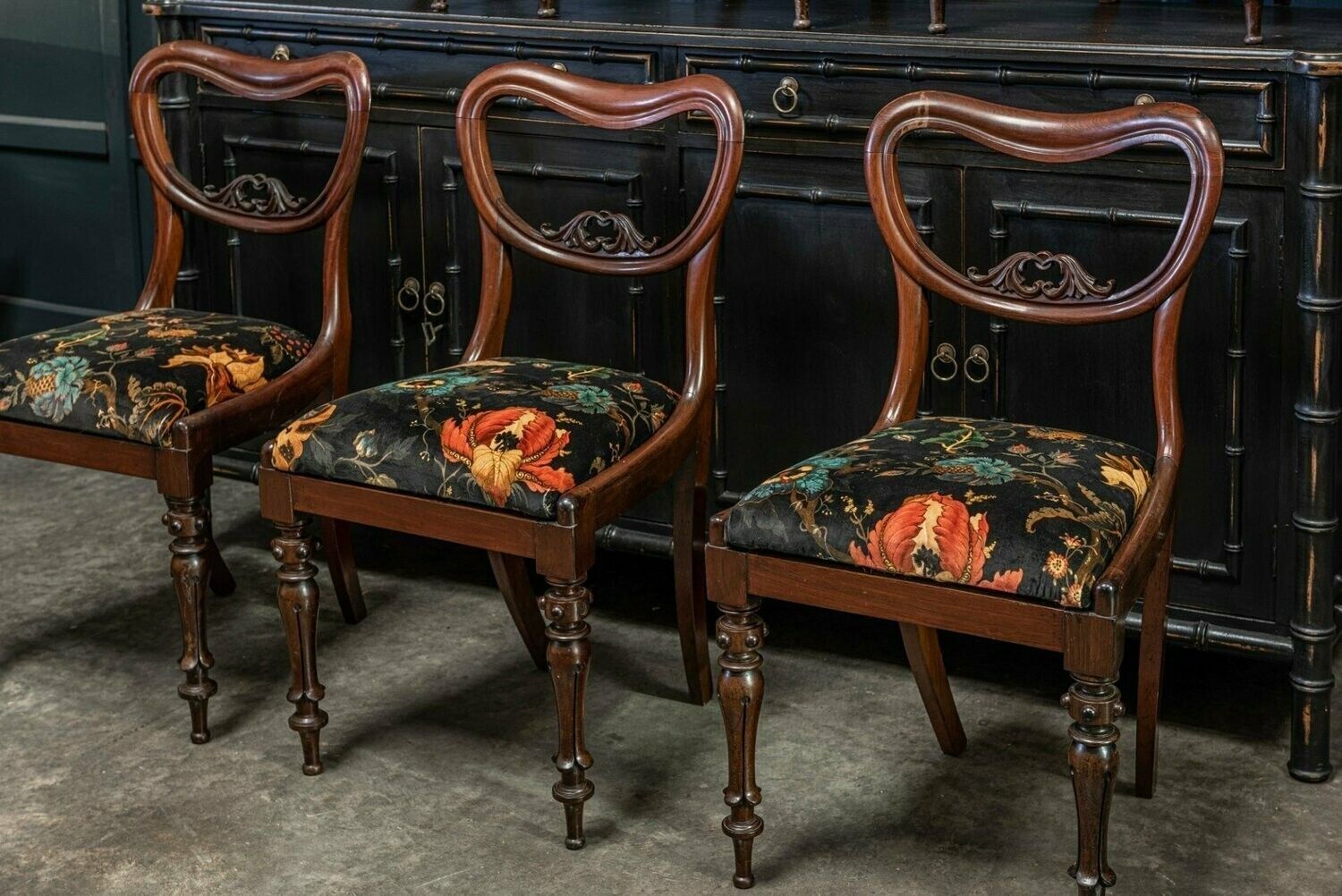 19th C Set Of 6 Rosewood Upholstered Chairs photo for sale
