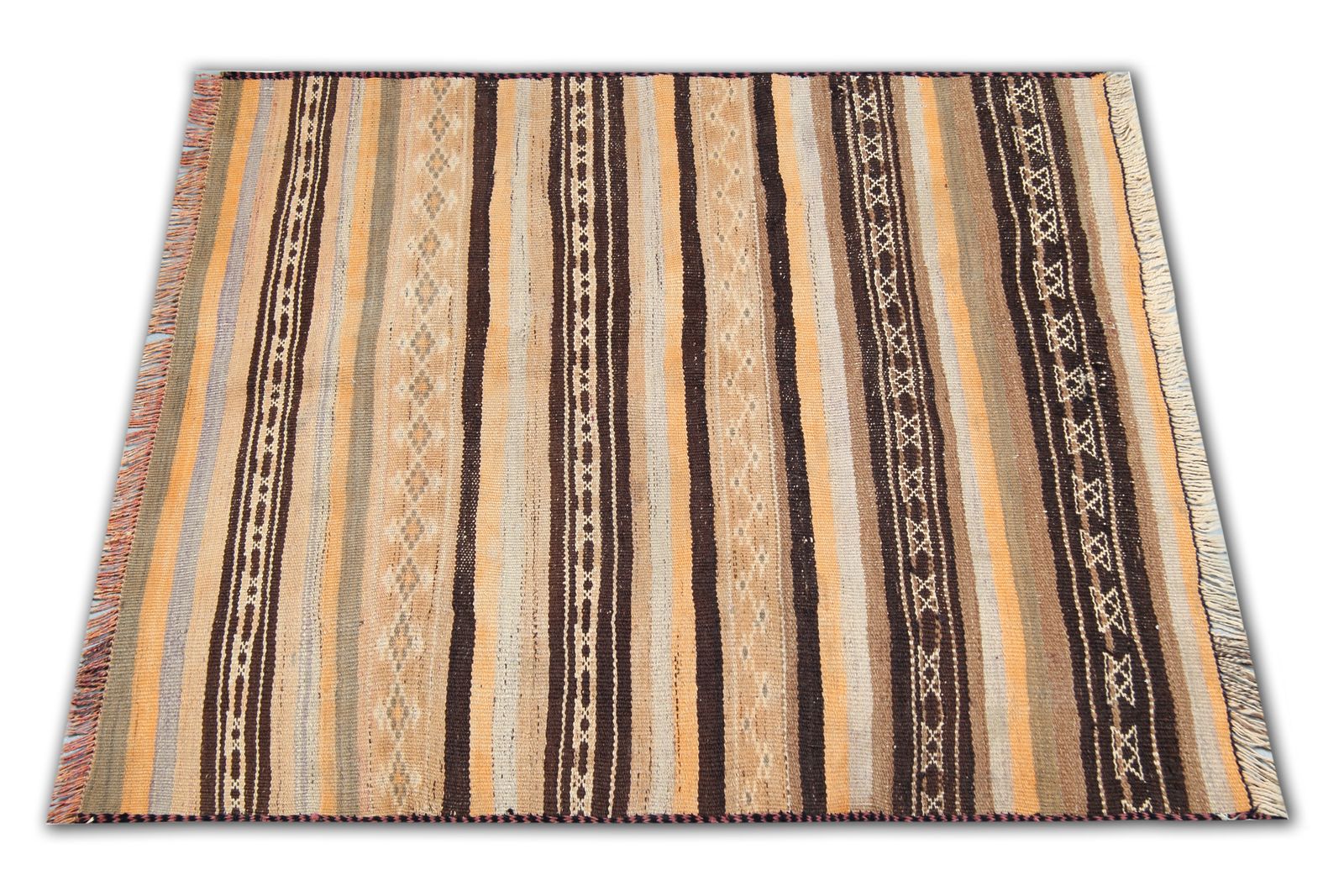 Vintage Kilim Neutral Coloured Flat Woven Wool Rug  Handmade Carpet  98x250cm photo furniture