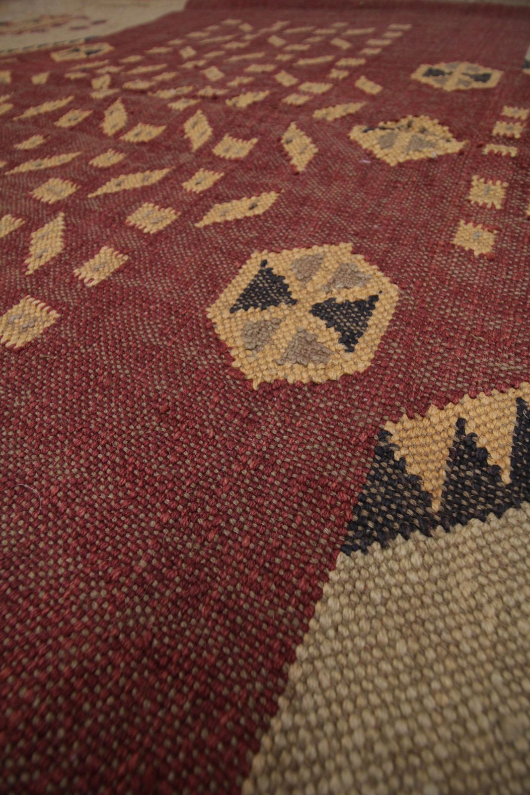 Handwoven Turkish Kilim Area Rug, Traditional Geometric Wool Rug  255x325cm photo Textiles