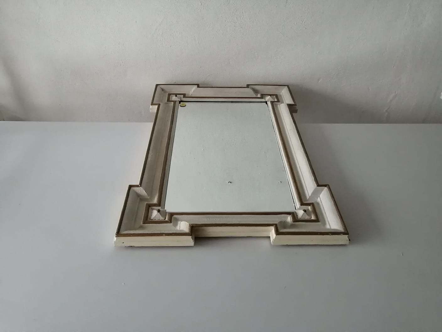 19th Century Wood White And Gilted Coloured X Large Art Nouveau Wall Mirror By Meissen