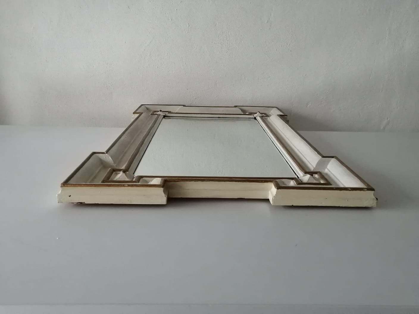 19th Century Wood White And Gilted Coloured X Large Art Nouveau Wall Mirror By Meissen photo buy