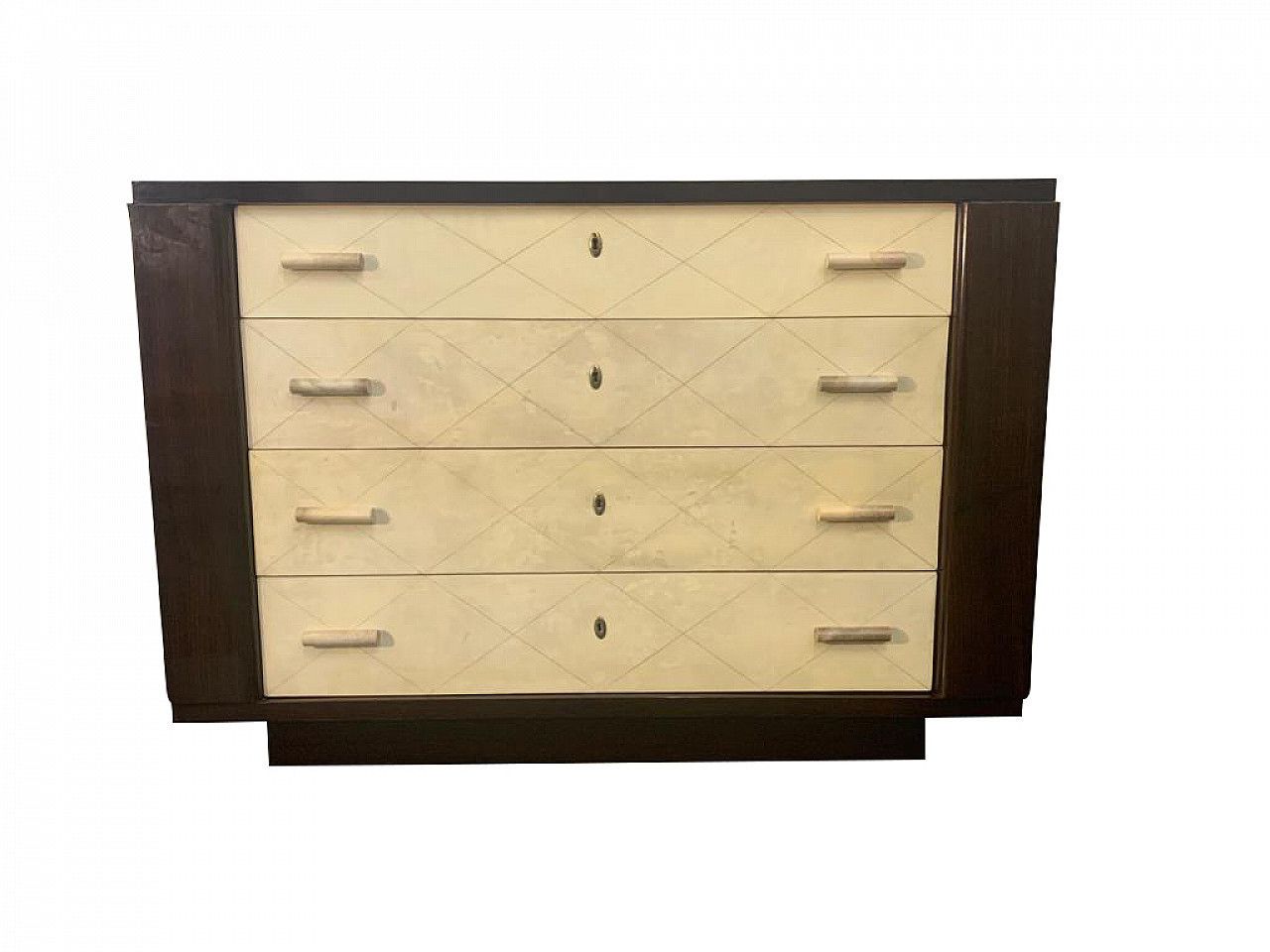 Art Deco Chest Of Drawers In Mahogany With Parchment Handles, 1940s photo furniture