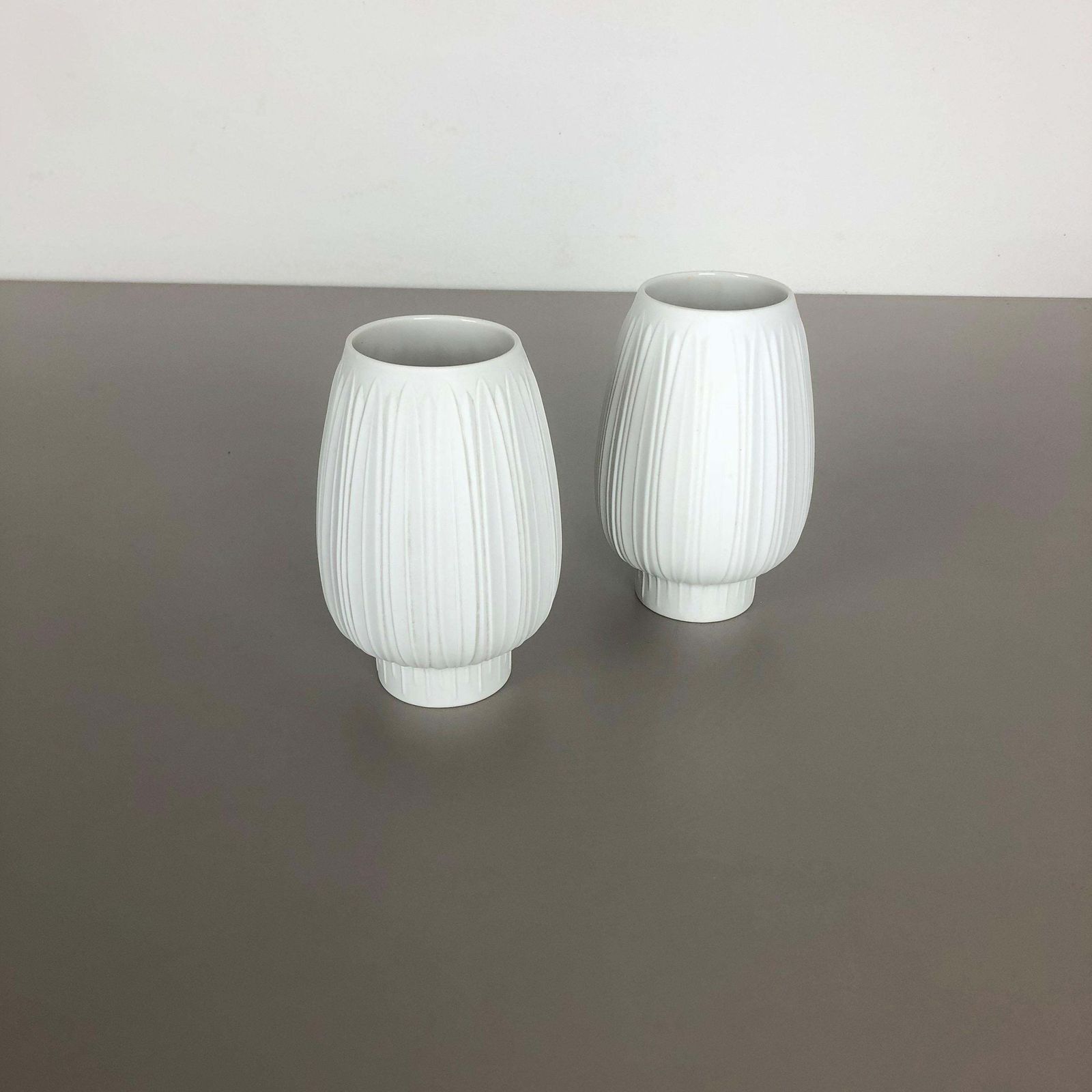 Set Of 2 Porcelain Op Art "Artichoke" Vase By Heinrich Selb, Germany, 1970s photo for sale