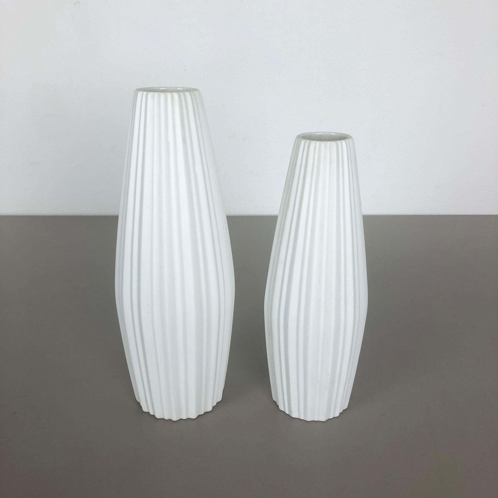 Set Of 2 Porcelain Op Art "Lines" Vase By Heinrich Selb, Germany, 1970s photo Home Decor