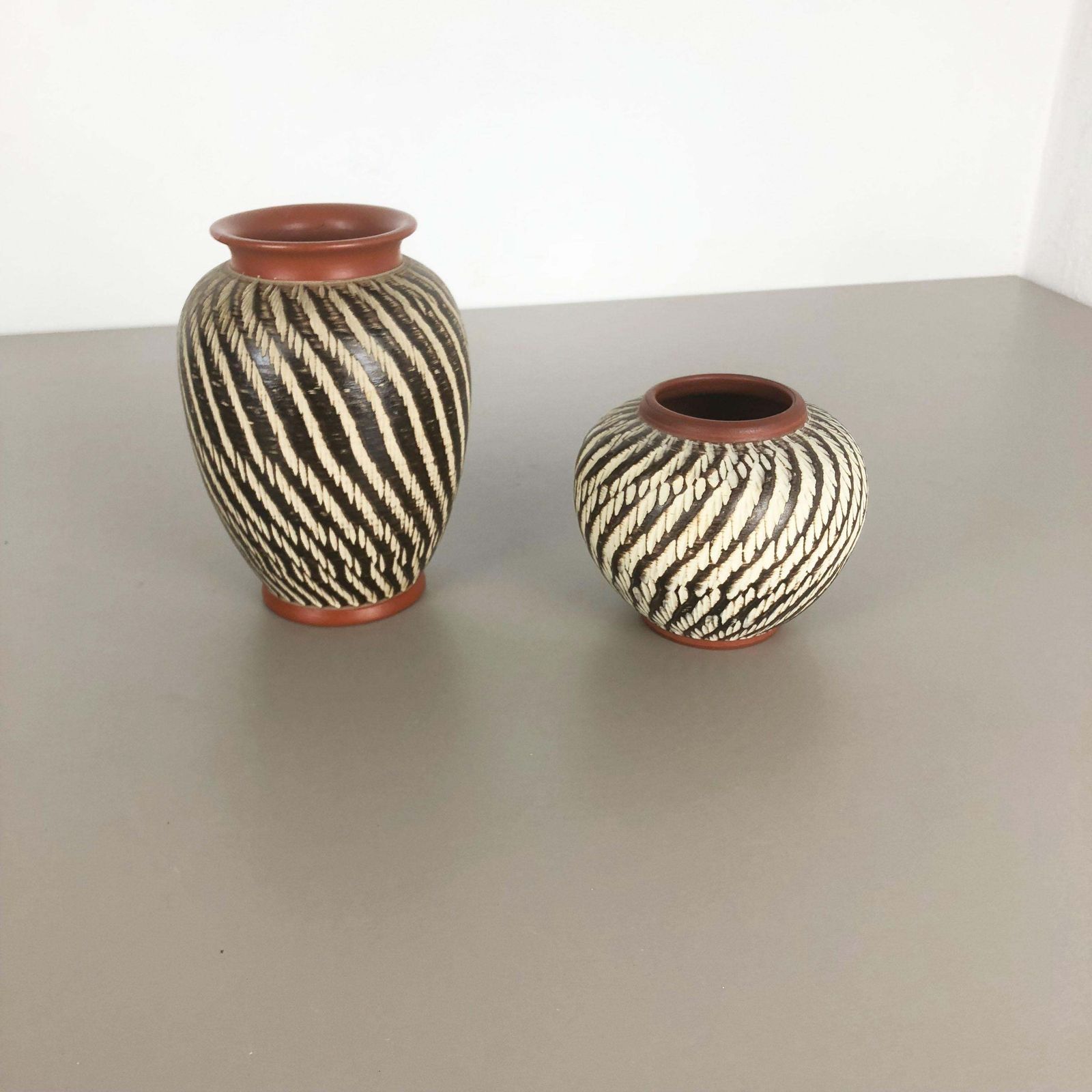 Set Of Two Vintage Pottery "Abstract" Vases Made By Wekara, Germany, 1960s photo furniture