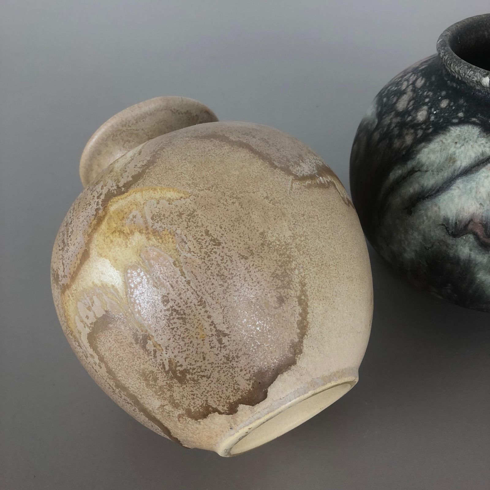 444.0 Set Of 2 Pottery Vases Fat Lava Abstract Designed By Ruscha, Germany, 1960s photo