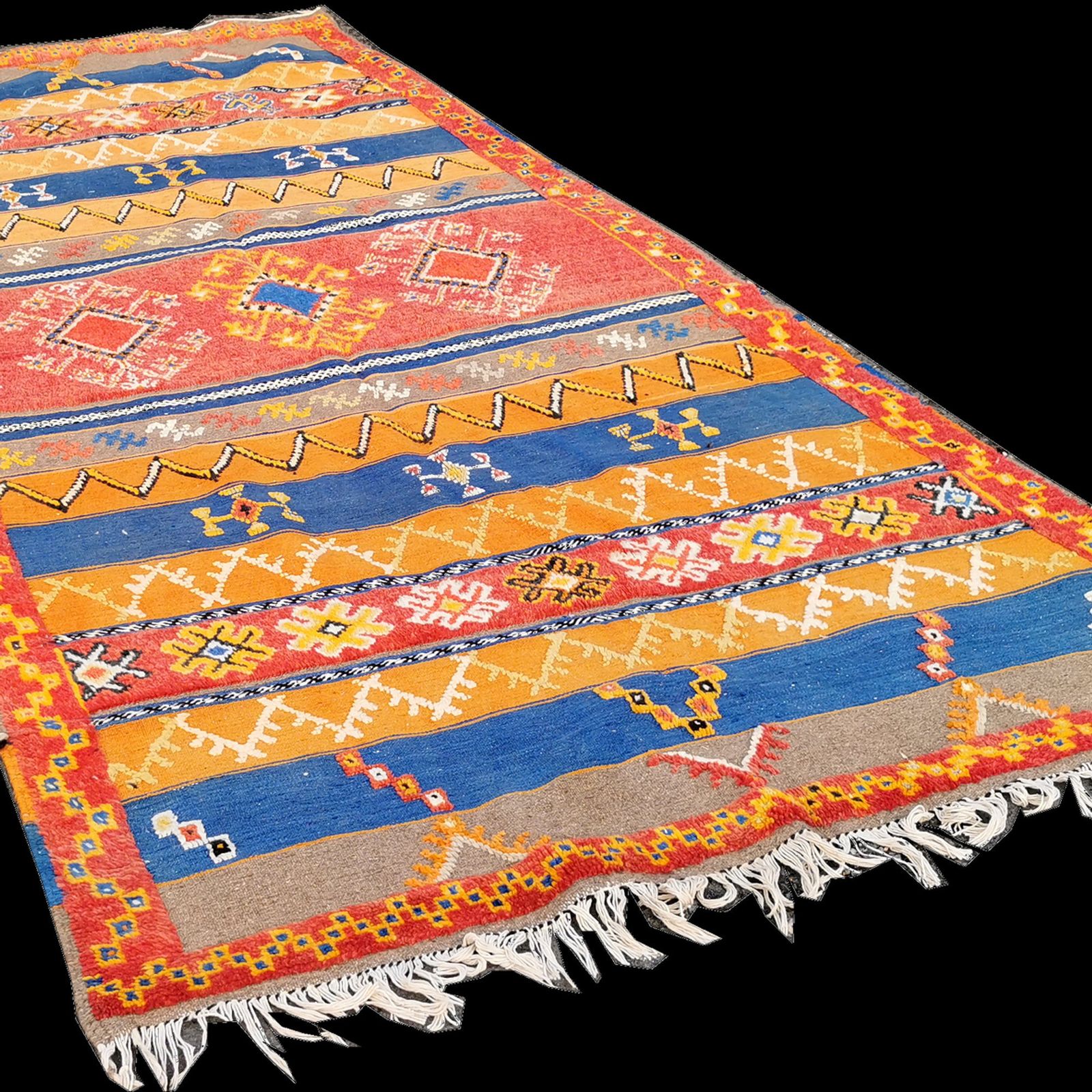 Large Handmade Moroccan Orange Berber Rug Wool photo Textiles