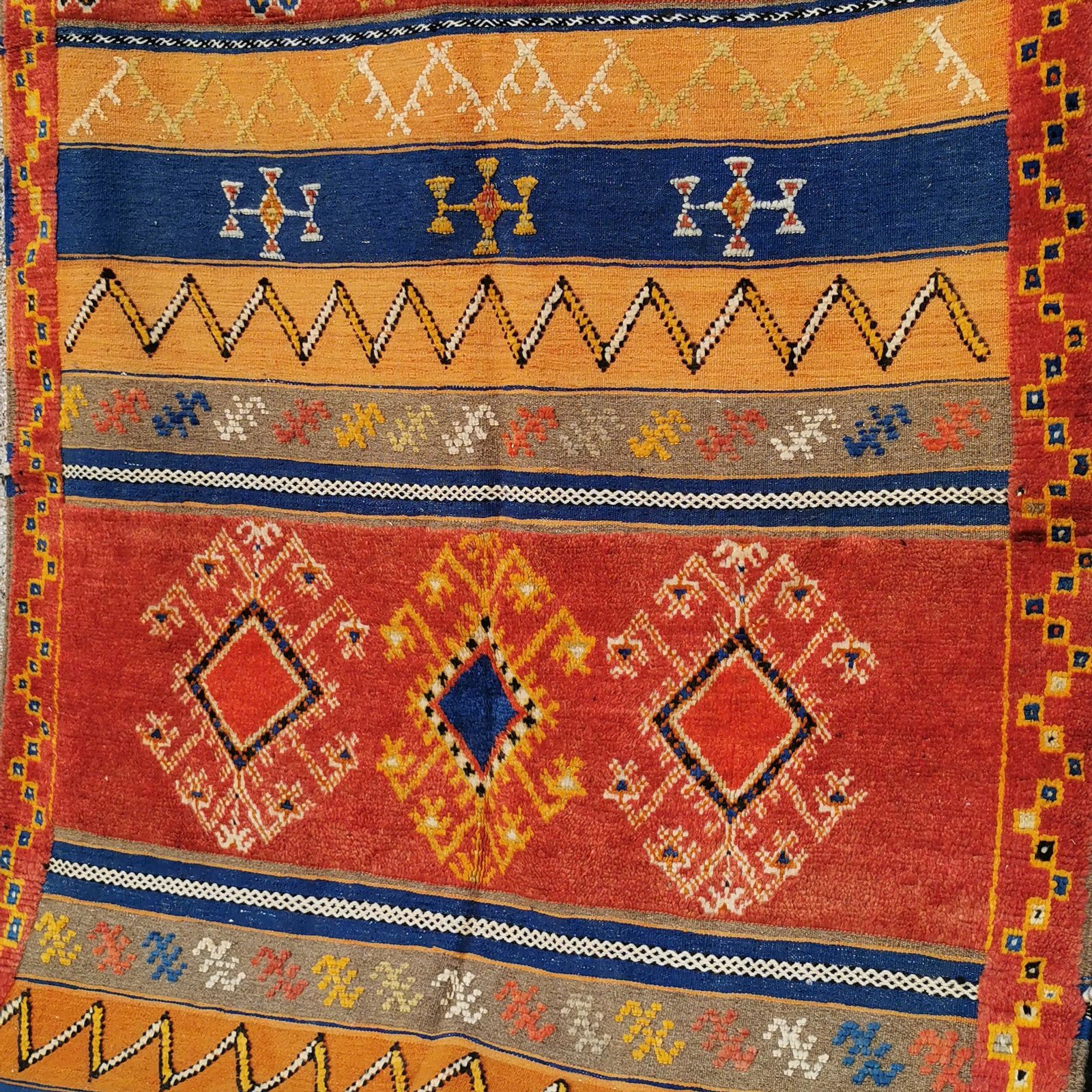 Large Handmade Moroccan Orange Berber Rug Wool photo vinterior