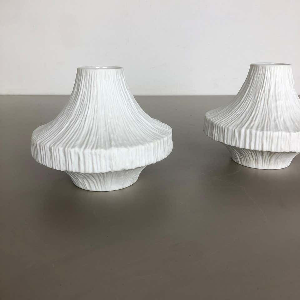 Set Of 2 Porcelain Op Art "Stone" Vase By Heinrich Selb, Germany, 1970s photo Home Decor