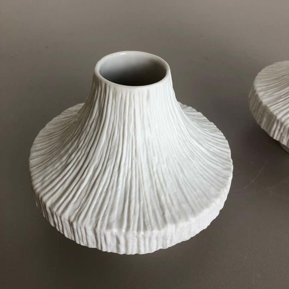 Set Of 2 Porcelain Op Art "Stone" Vase By Heinrich Selb, Germany, 1970s photo vinterior