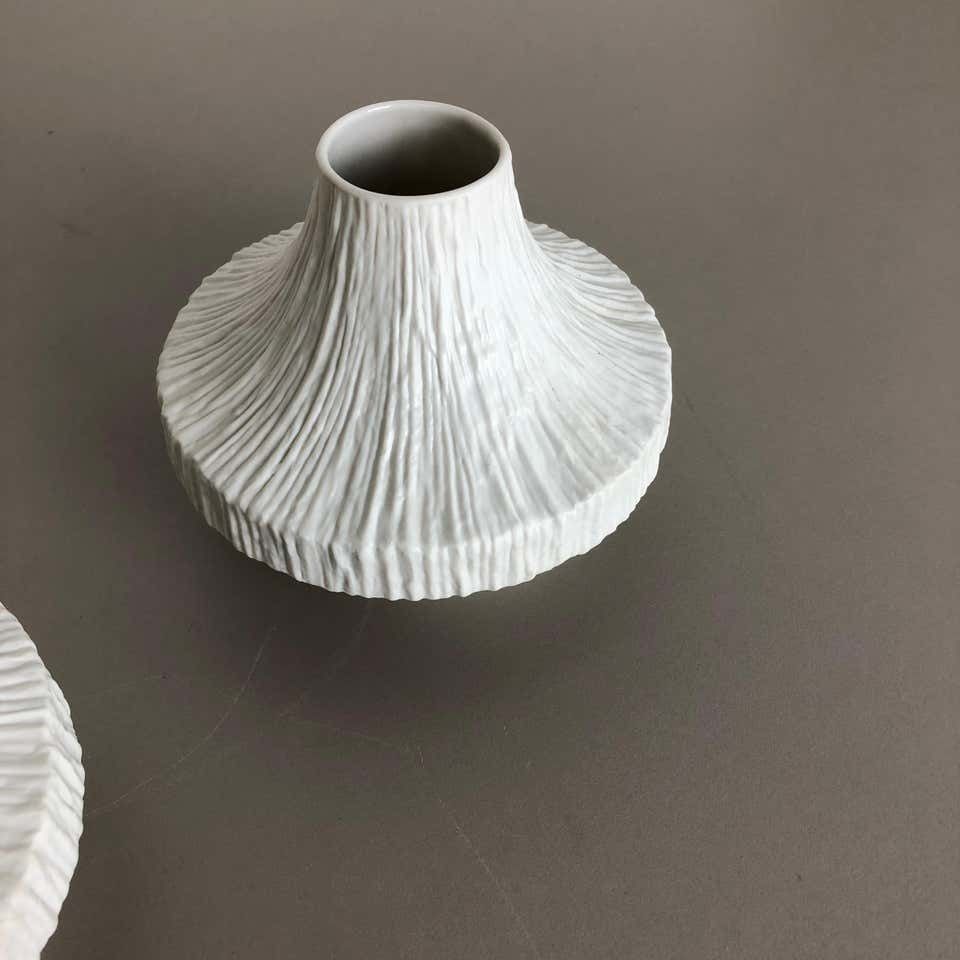 Set Of 2 Porcelain Op Art "Stone" Vase By Heinrich Selb, Germany, 1970s photo vintage