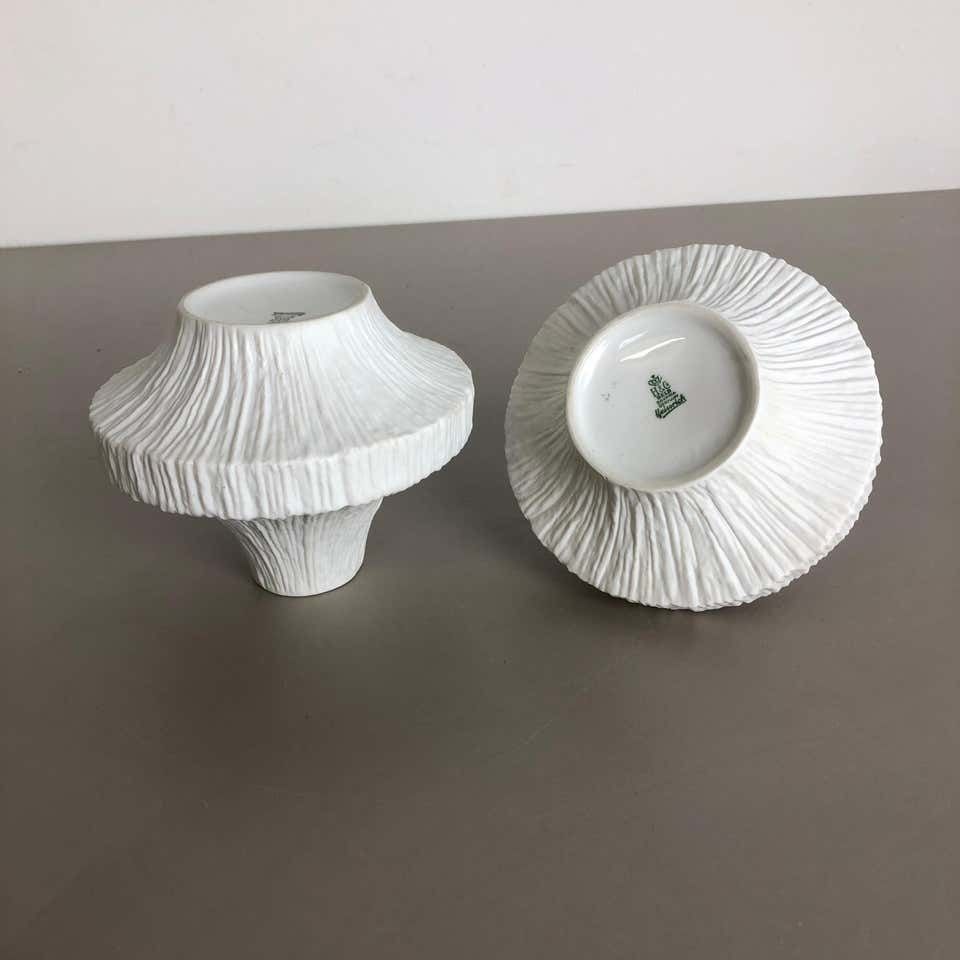 photo buy Set Of 2 Porcelain Op Art "Stone" Vase By Heinrich Selb, Germany, 1970s