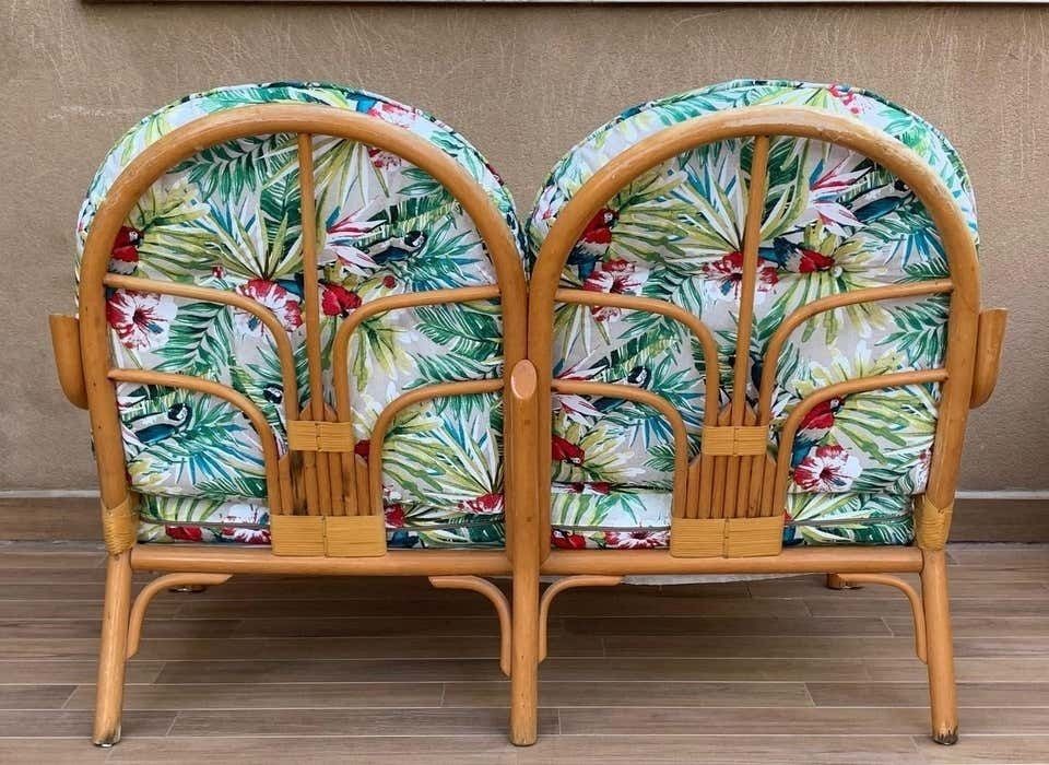photo furniture Ensemble de salon de jardin Mid-Century Modern en bambou, Italie, avec canapé et fauteuils à bascule