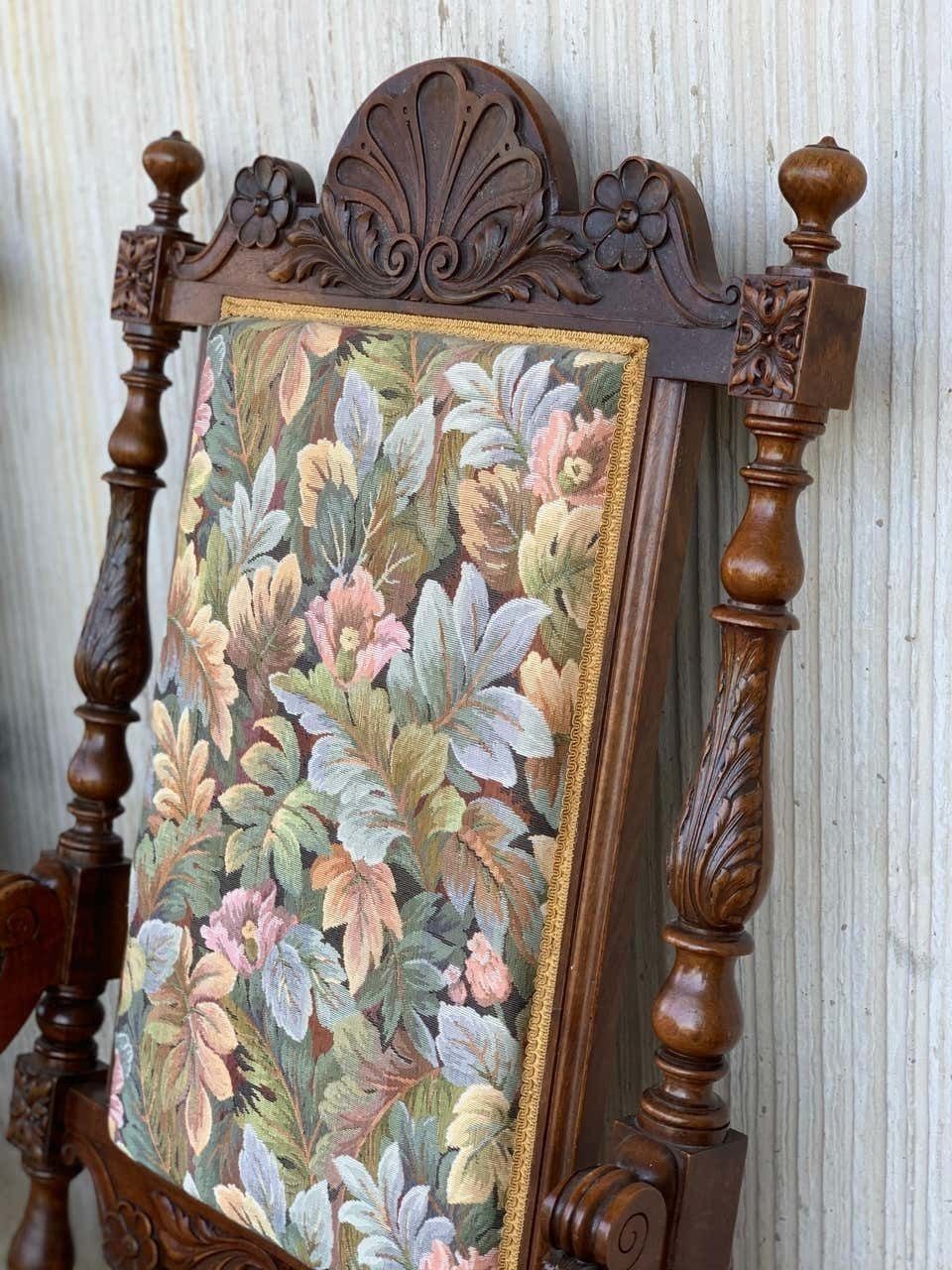 Louis Xvi Style French Pair Of Carved Walnut Armchairs, 1900s photo vintage
