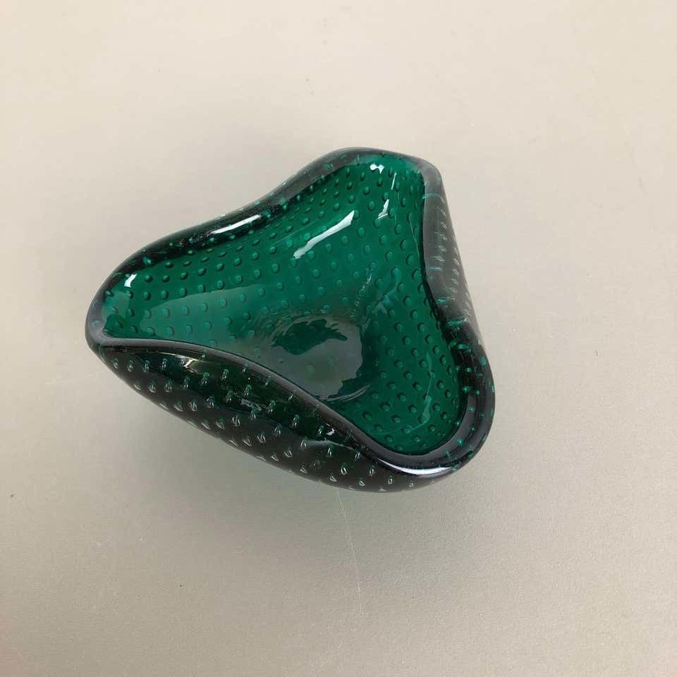 Murano Glass Bullicante "Green" Bowl Element Shell Ashtray Murano, Italy, 1970s photo Home Decor