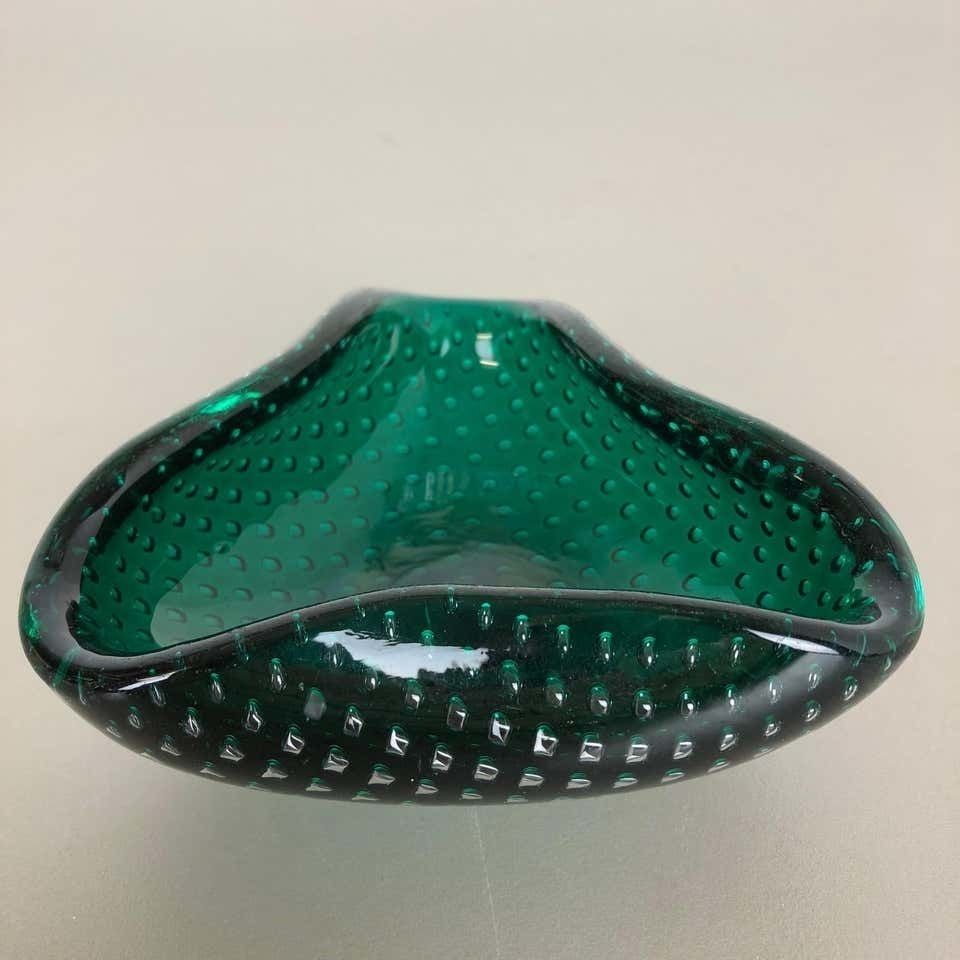 Murano Glass Bullicante "Green" Bowl Element Shell Ashtray Murano, Italy, 1970s photo vintage