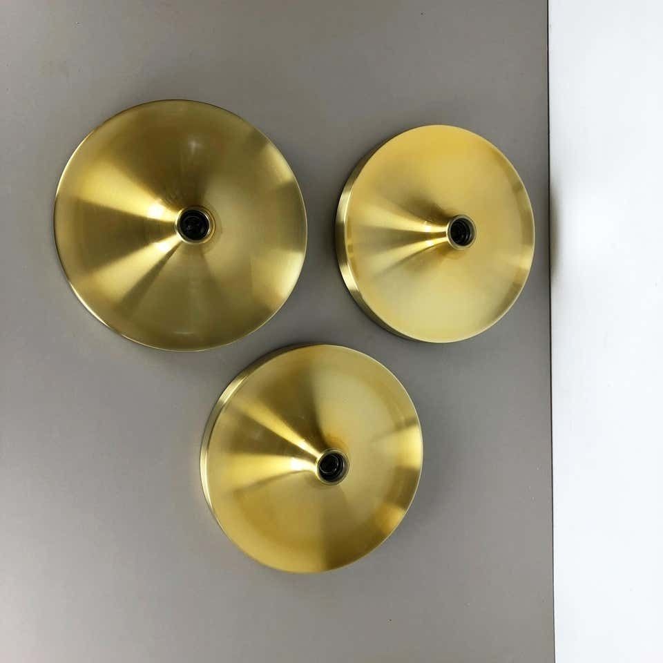 photo for sale Set Of Three Gold 1960s Charlotte Perriand Disc Wall Light By Honsel, Germany