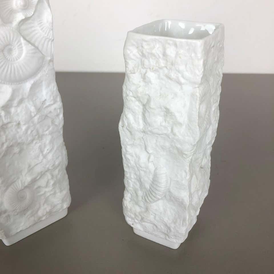 photo vinterior Set Of 2 Original 1970s Op Art Biscuit Porcelain Vase By Ak Kaiser, Germany