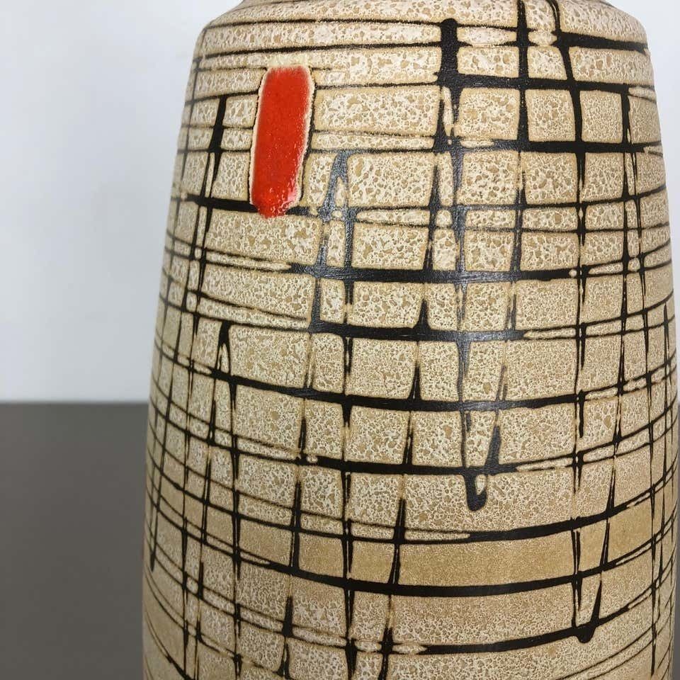 Large Op Art Abstract Pottery Floor Vase Made By Bay Ceramics, Germany, 1960s photo vinterior