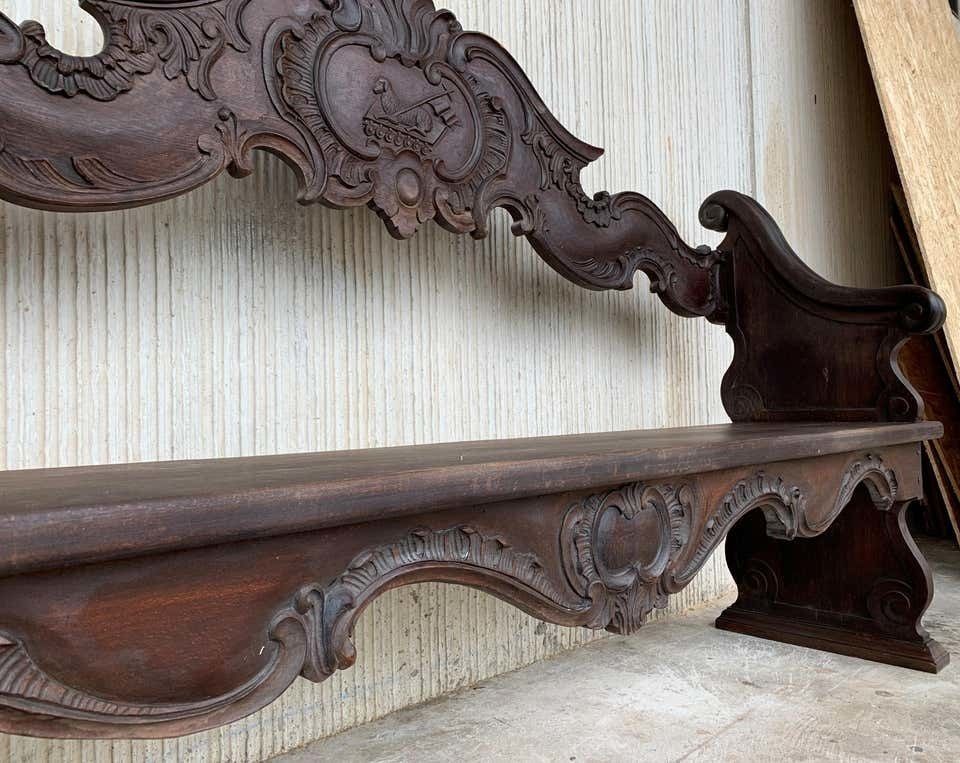 Banc français en chêne sculpté à la main, XIXe siècle photo 3971.0