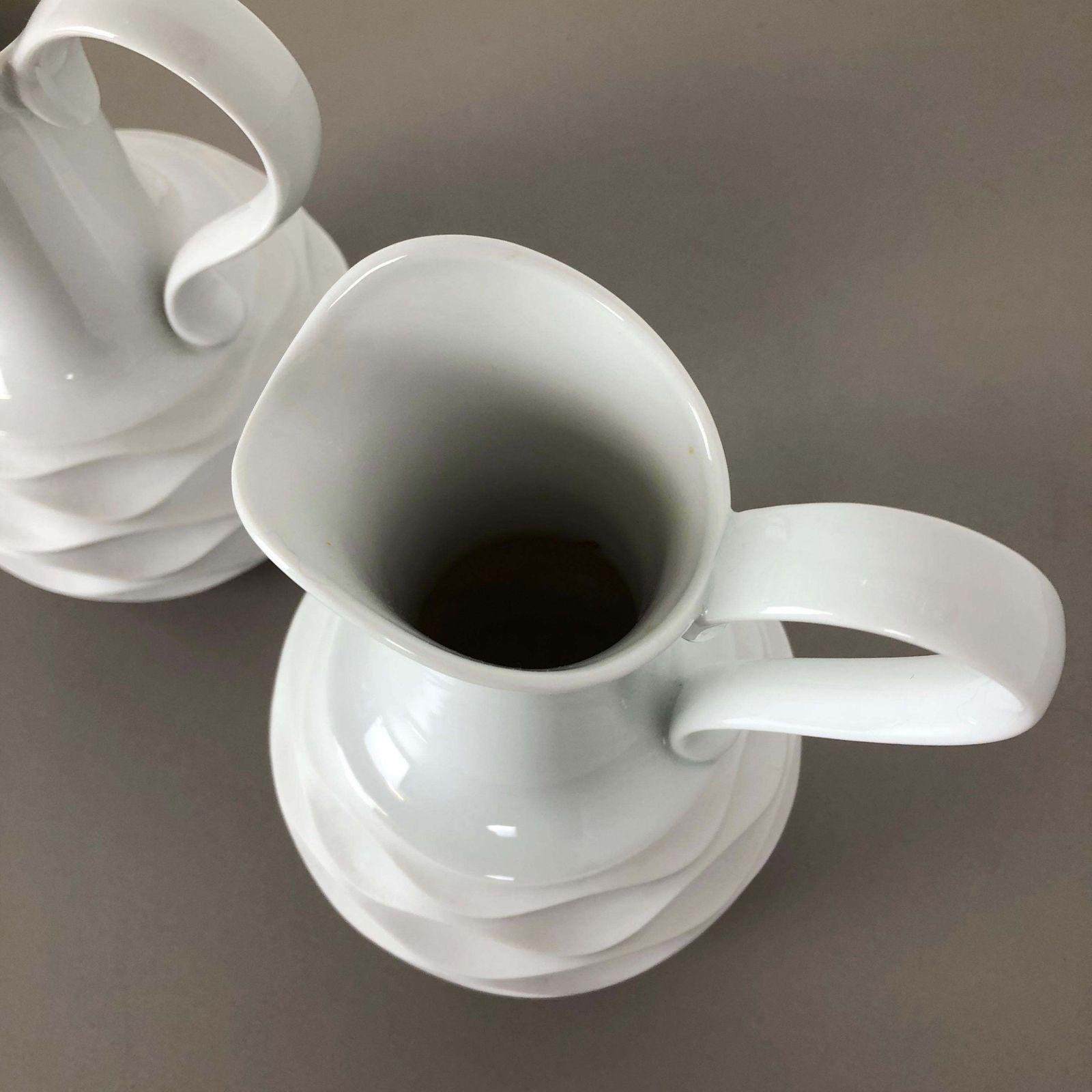Home Decor Set Of 2 Op Art Biscuit Porcelain Jug Vases By Edelstein Bavaria, Germany, 1970s photo