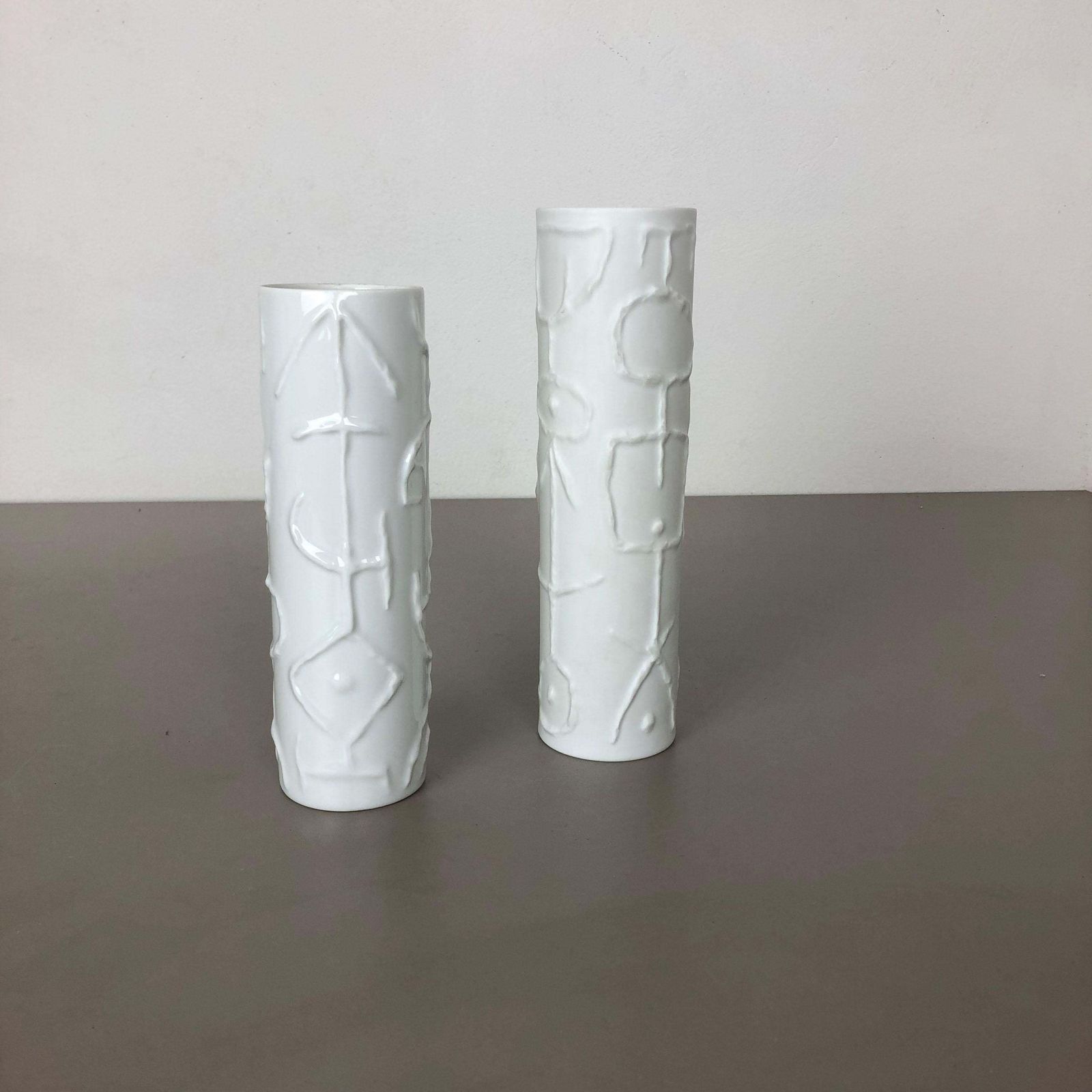 Set Of 2 Abstract Porcelain Vases By Cuno Fischer For Rosenthal, Germany, 1980s photo for sale
