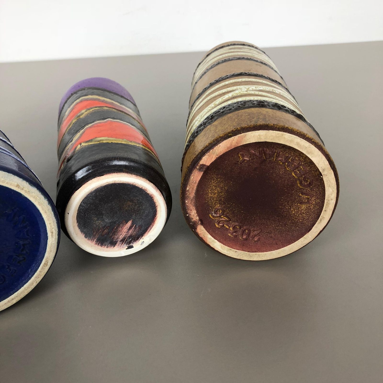 photo buy Set Of Three 1970s Pottery Fat Lava "Tube" Vases Made By Scheurich, Germany