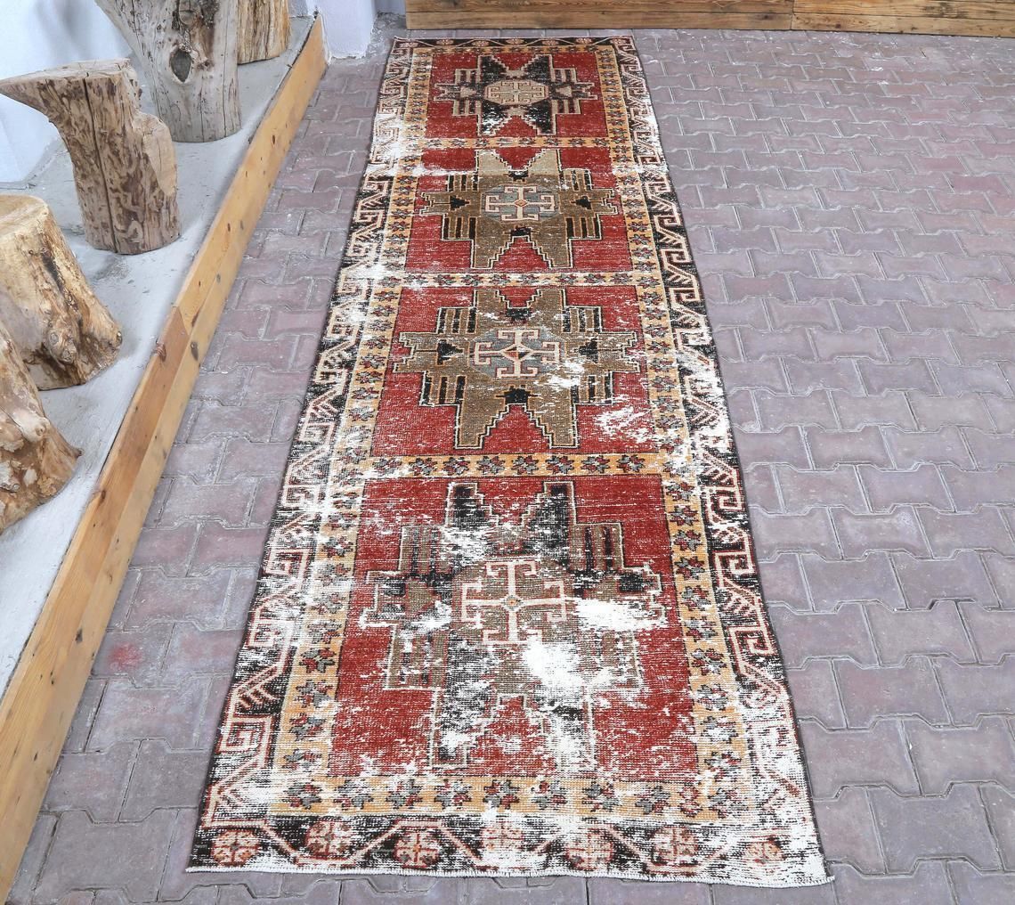 Vintage Runner, 3'5x12'4 Feet, Anatolian Runner Rug, Hand Knotted Runner , Runner Rug,Vintage Rug, Oushak Rug,Decorative Rug,Rug Runner photo for sale