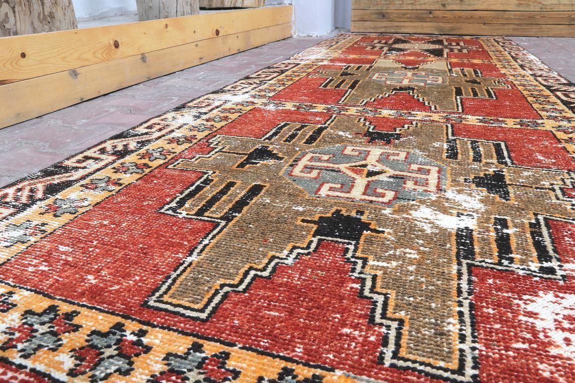 Vintage Runner, 3'5x12'4 Feet, Anatolian Runner Rug, Hand Knotted Runner , Runner Rug,Vintage Rug, Oushak Rug,Decorative Rug,Rug Runner photo 364.0