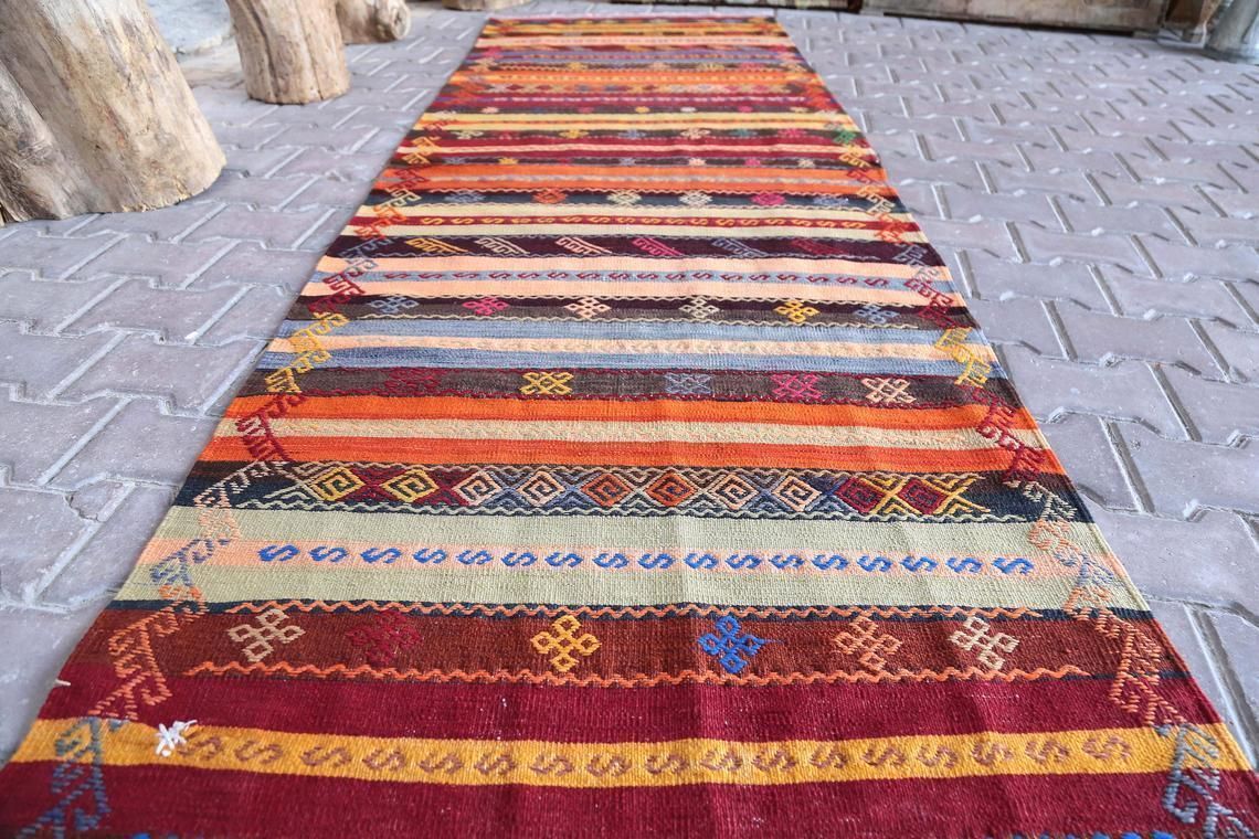 Kilim Runner Rug, Runner Rug, Vintage Kilim, Bohemian Kilim, Handmade Kilim, Kilim Runner, Pastel Kilim, Wool Kilim Rug, Decorative Kilim