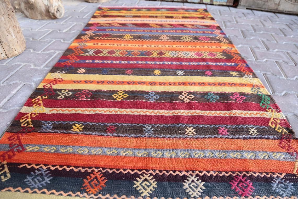 Kilim Runner Rug, Runner Rug, Vintage Kilim, Bohemian Kilim, Handmade Kilim, Kilim Runner, Pastel Kilim, Wool Kilim Rug, Decorative Kilim photo vinterior