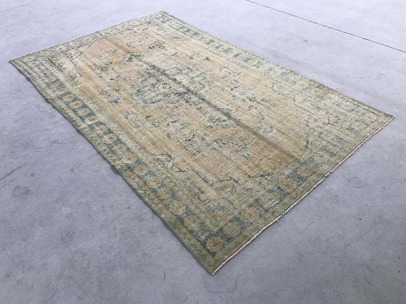 Wool Rug,Turkish Rug,Handwoven Rug,Floor Rug,Area Rug,Decorative Rug,Oushak Rug,Home Living,Bedroom Rug,Old Rug photo furniture