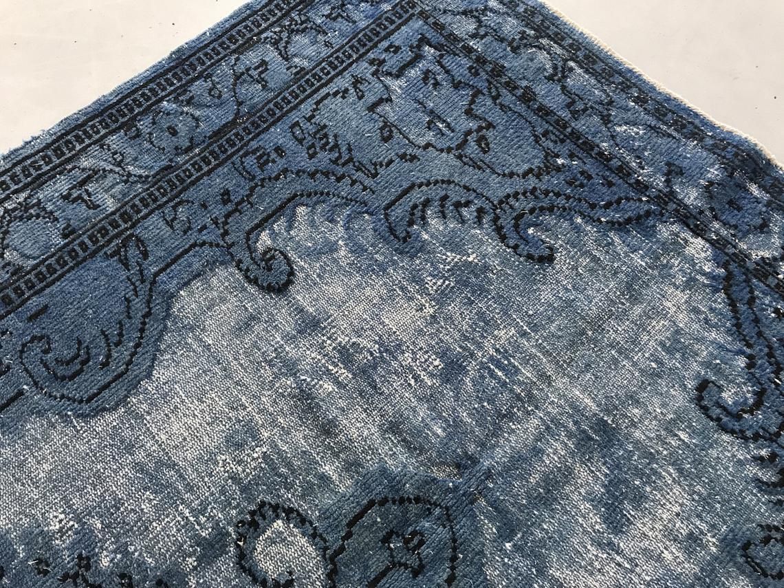 5'6''X8'8'',Oushak Rug,Vintage Rug,Antique Rug,Decorative Rug,Home Living,Floor Rugs,Blue Rug,Turkish Runner,Vintage Oushak Rug,Overdyed Rug photo vinterior