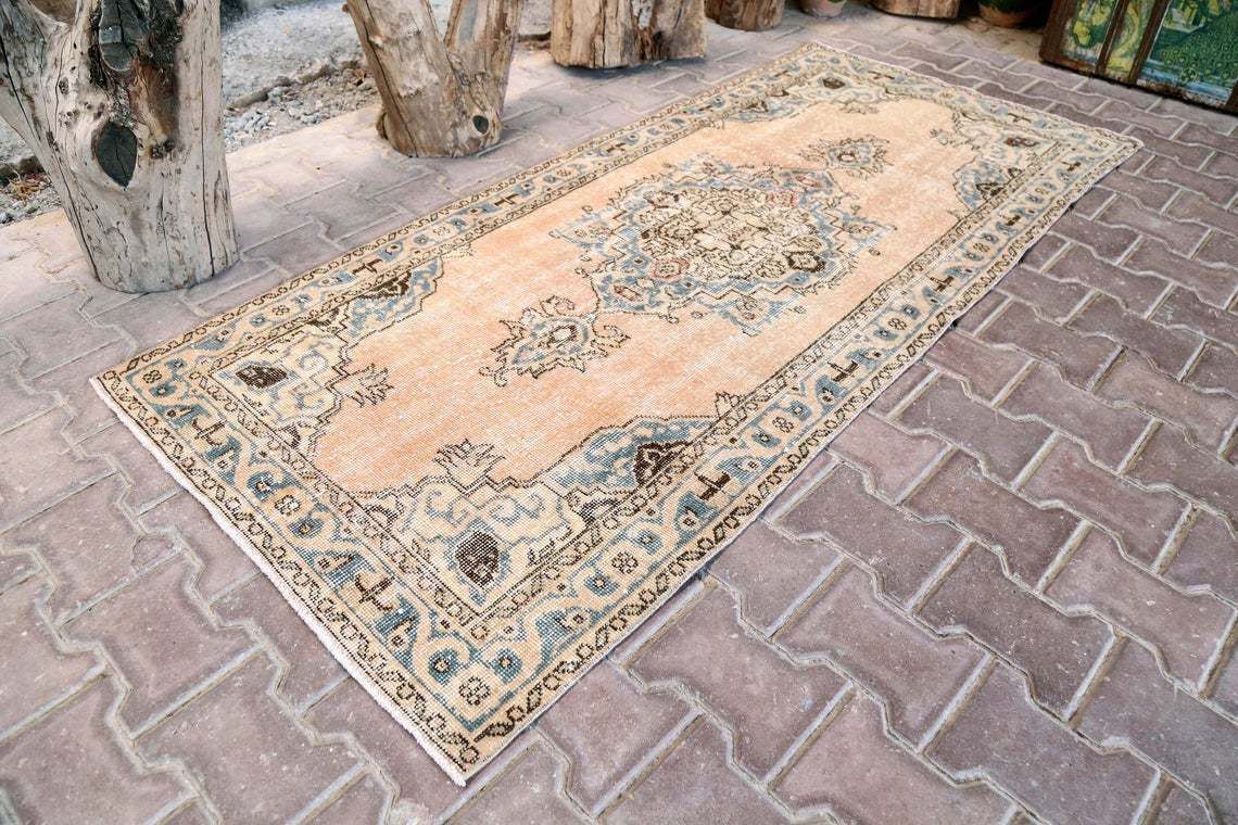 Turkish Runner Rug, Handwoven Rug,Small Size Runner Rug, Anatolian Rug, Design Floor Rugs, Bohemian Rug, Oushak Rug, Old Rug, Fadet Rug photo for sale
